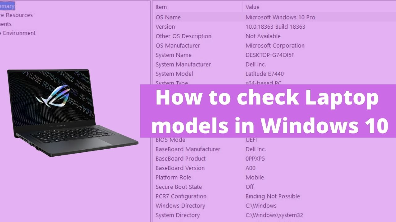 How to check Laptop models in Windows 10